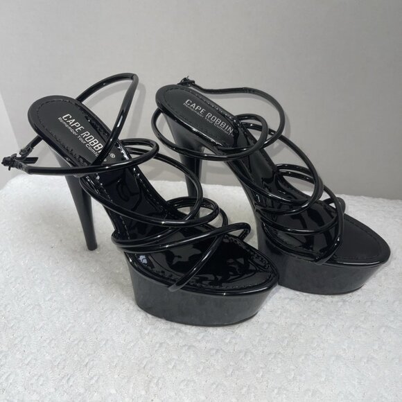 Cape Robbin Shoes - Cape Robbin Black Strappy Platform High Heels